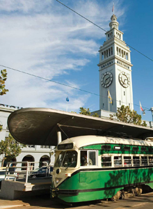 photo of historic streetcar on Embarcadero