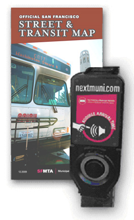 Muni 2009 map cover and NextMuni audible arrival time button